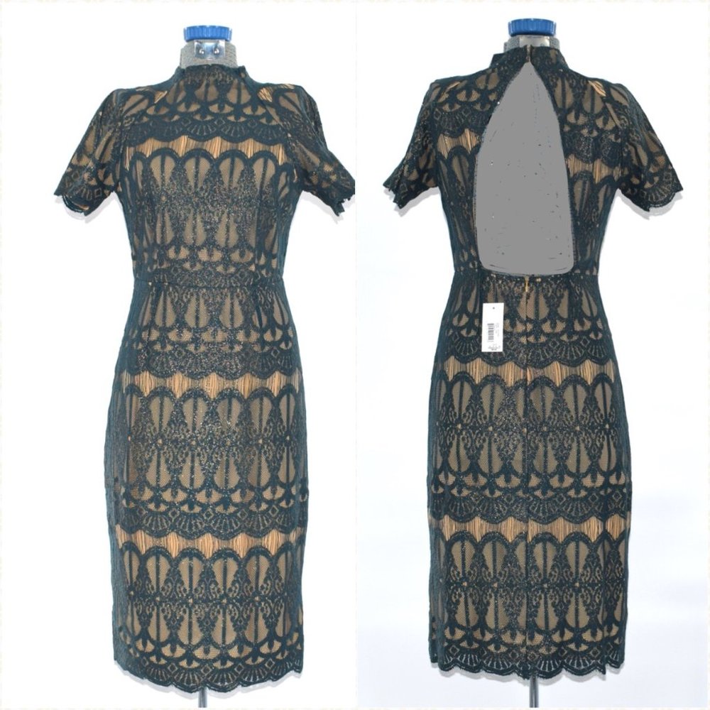 Sugar + Lips Green Illusion Sheath Dress M NWT